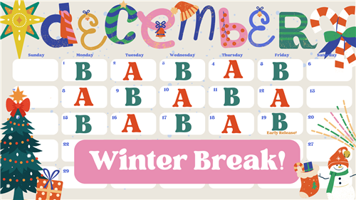 December A & B Day Schedule